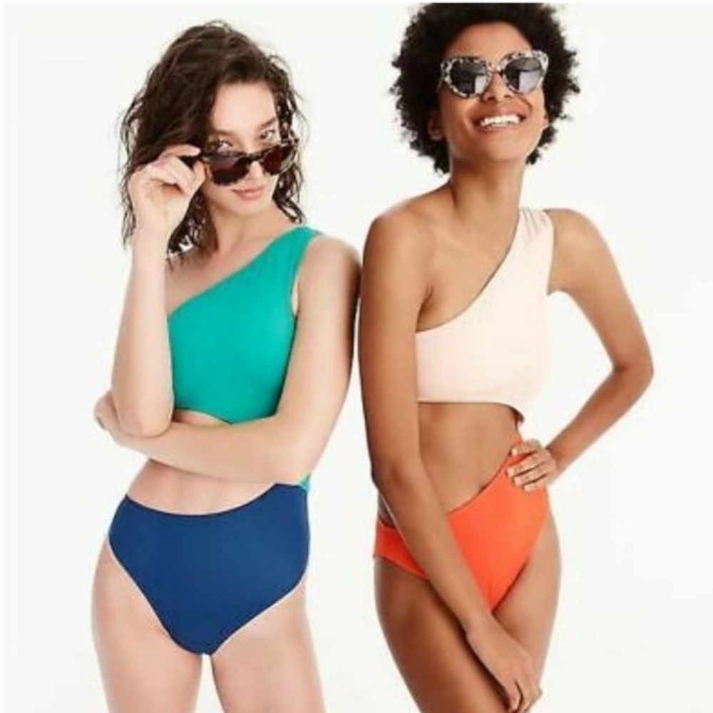J crew la playa color block cut-out bathing suit.